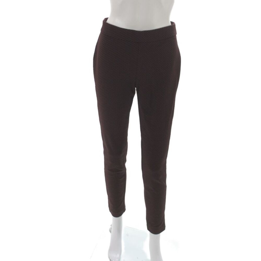 Theory Womens Dress Pants Brown Geometric Polyamide Button Size M